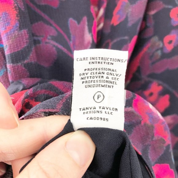 Anthropologie Tanya Taylor 100% Silk Floral Ruffled Slit Isua Midi Dress Formal - Picture 8 of 10